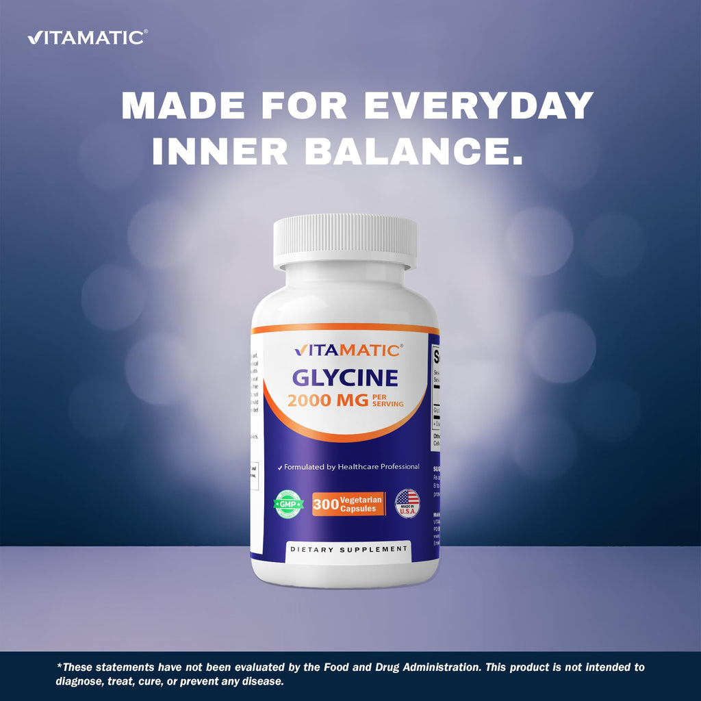 Glycine Supplement 2000mg 300 Count Non-GMO Gluten Free Q49465