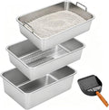 Extra Large Stainless Steel Sifting Cat Litter Box with Dual Handles Y897119