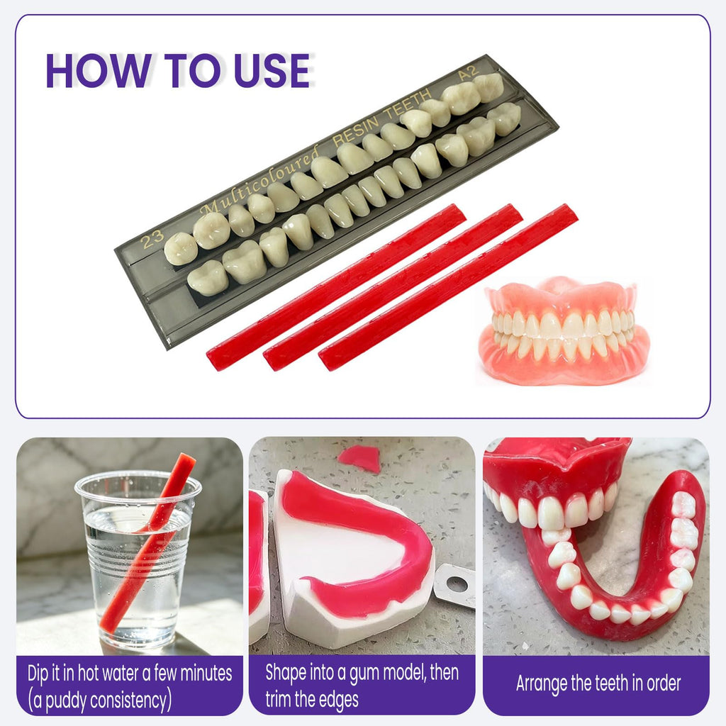28 Pcs False Teeth Dentures Repair Kit L4145