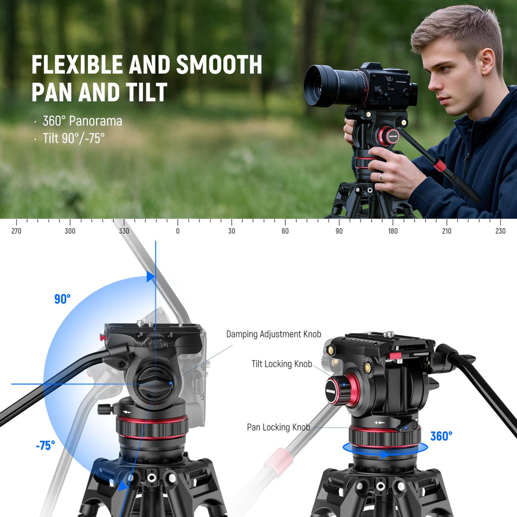 Carbon Fiber Video Camera Tripod with Fluid Head O6707