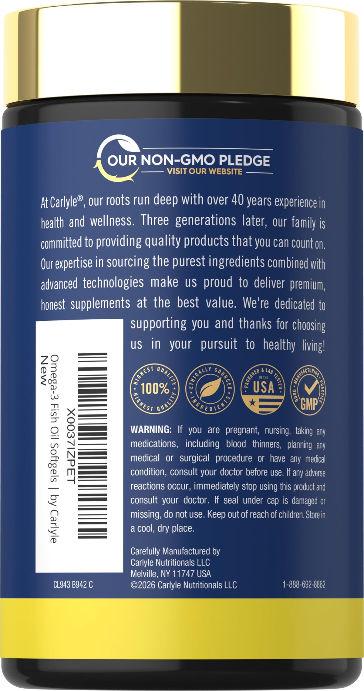 Fish Oil 3600mg 1080mg Omega 3 120 Count T849