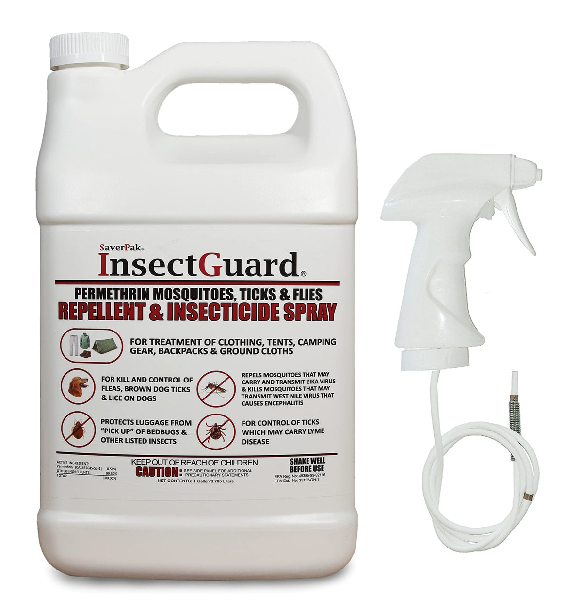 Permethrin Mosquitoes, Ticks and Flies Repellent & Insecticide Spray Gallon (128oz) I66318