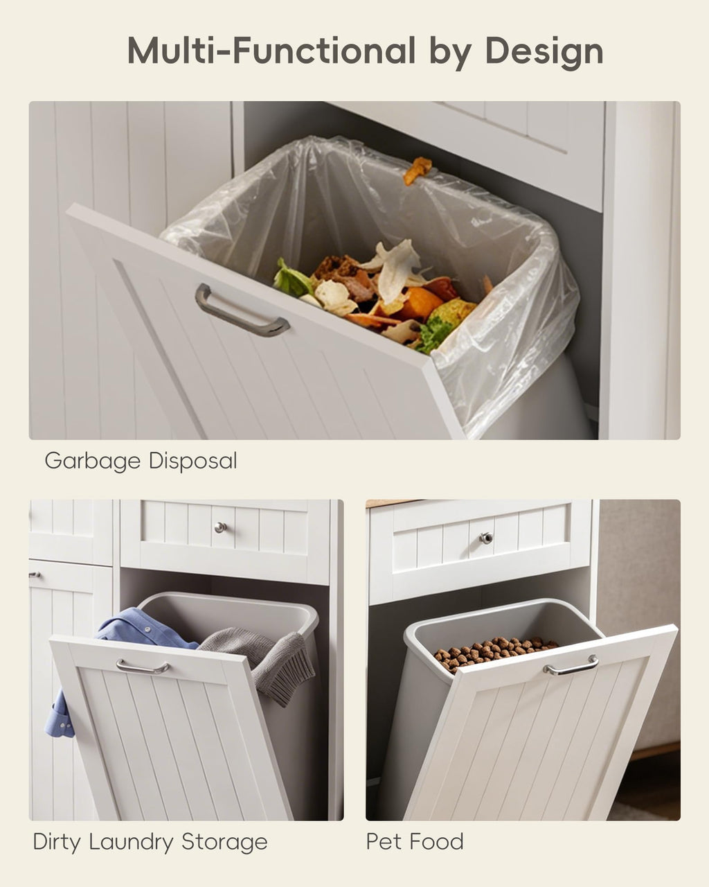 2 x 10 Gallon White Tilt Out Trash Cabinet with 2 Storage Drawer N22572