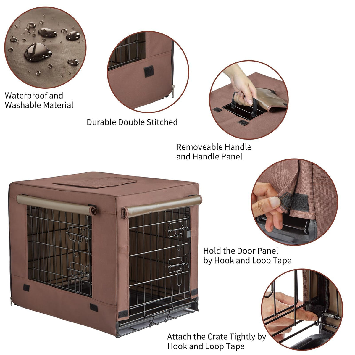 Brown Collapsible Metal Dog Crate Y371