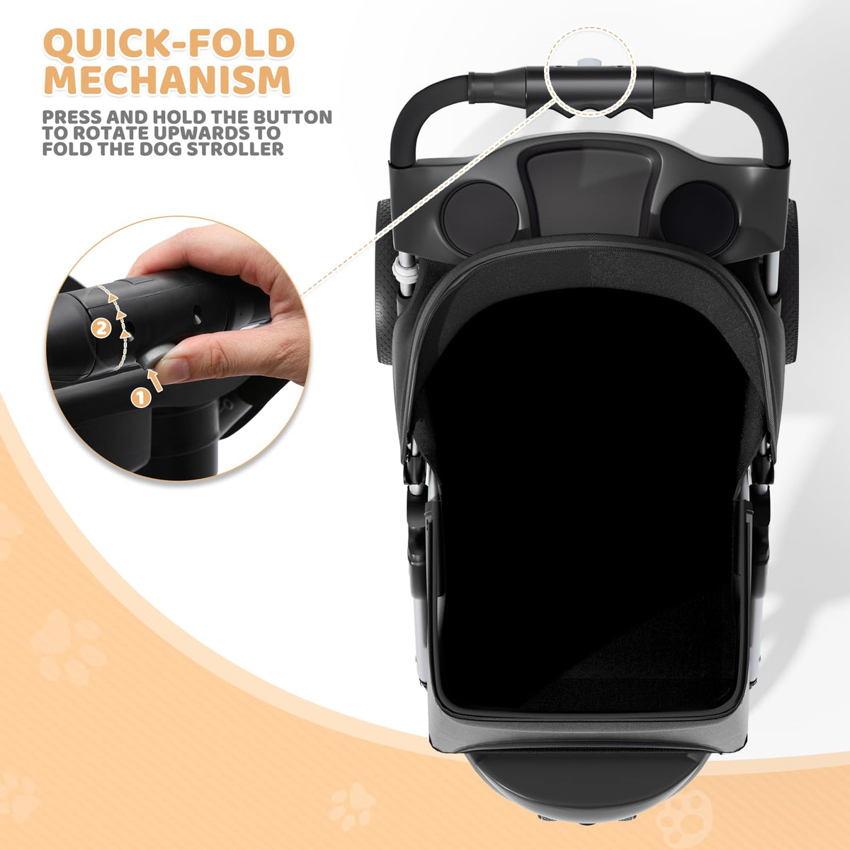 3-Wheel Pet Stroller for Small/Medium Dog Cat, Up to 33lbs, Black G3580
