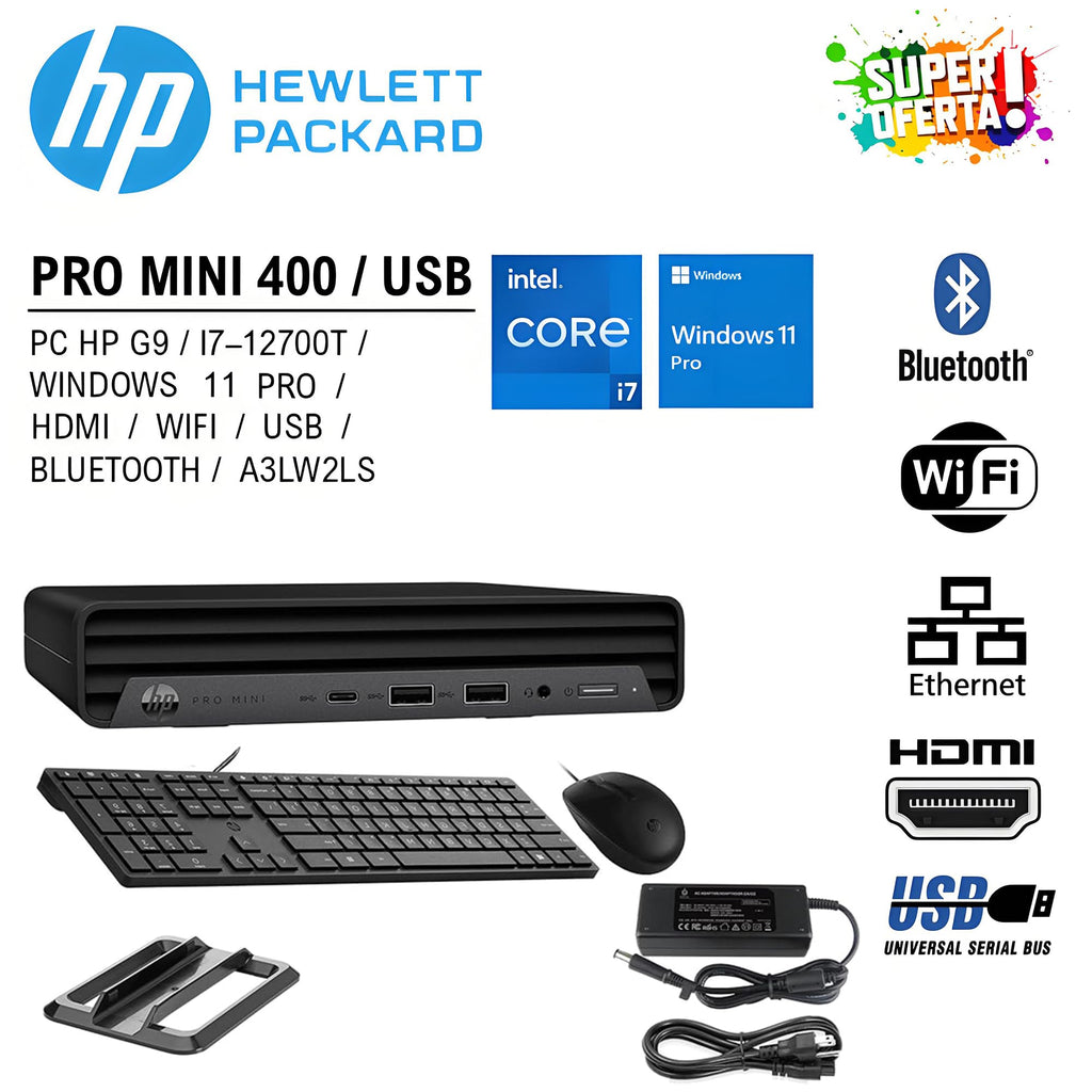 HP Mini Desktop PC Intel i7-12700T 16GB RAM 512GB SSD Windows 11 Pro K27643