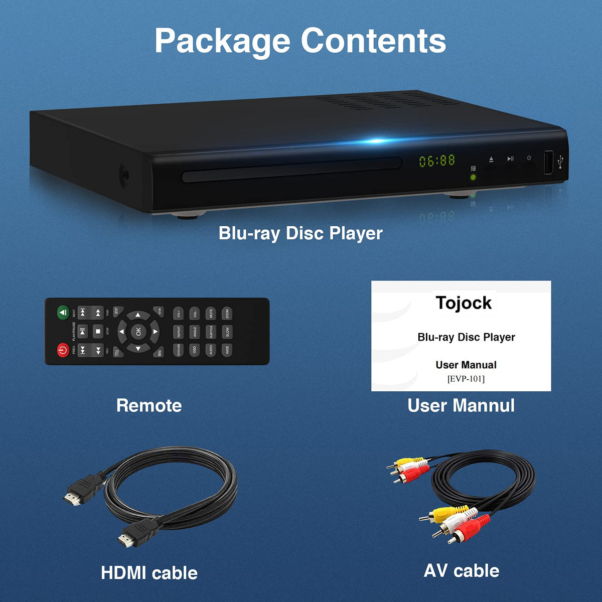 Blu Ray DVD Player 1080P Disc System with HDMI AV Cable L49279