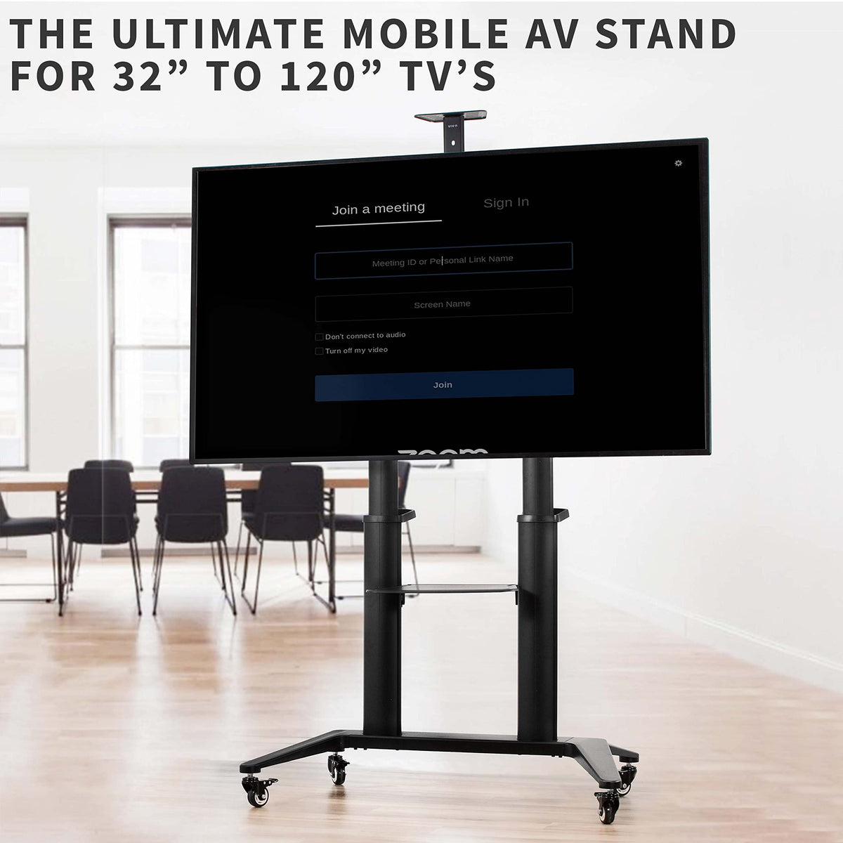 Aluminum Mobile TV Cart for 32 to 120 inch Screens up to 308 lbs, Black I243748