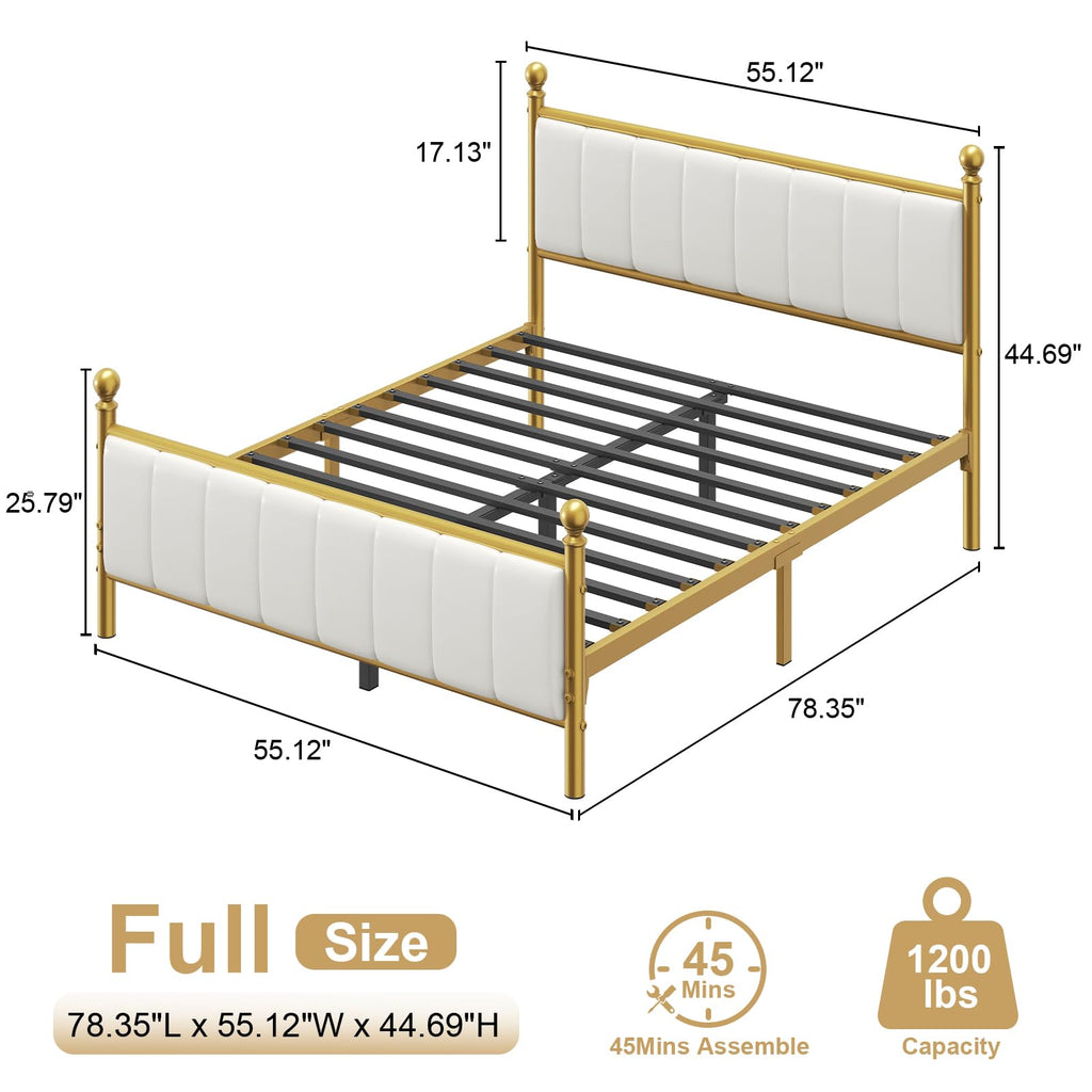 Gold Full Size Bed Frame with Headboard and Under Bed Storage V283618