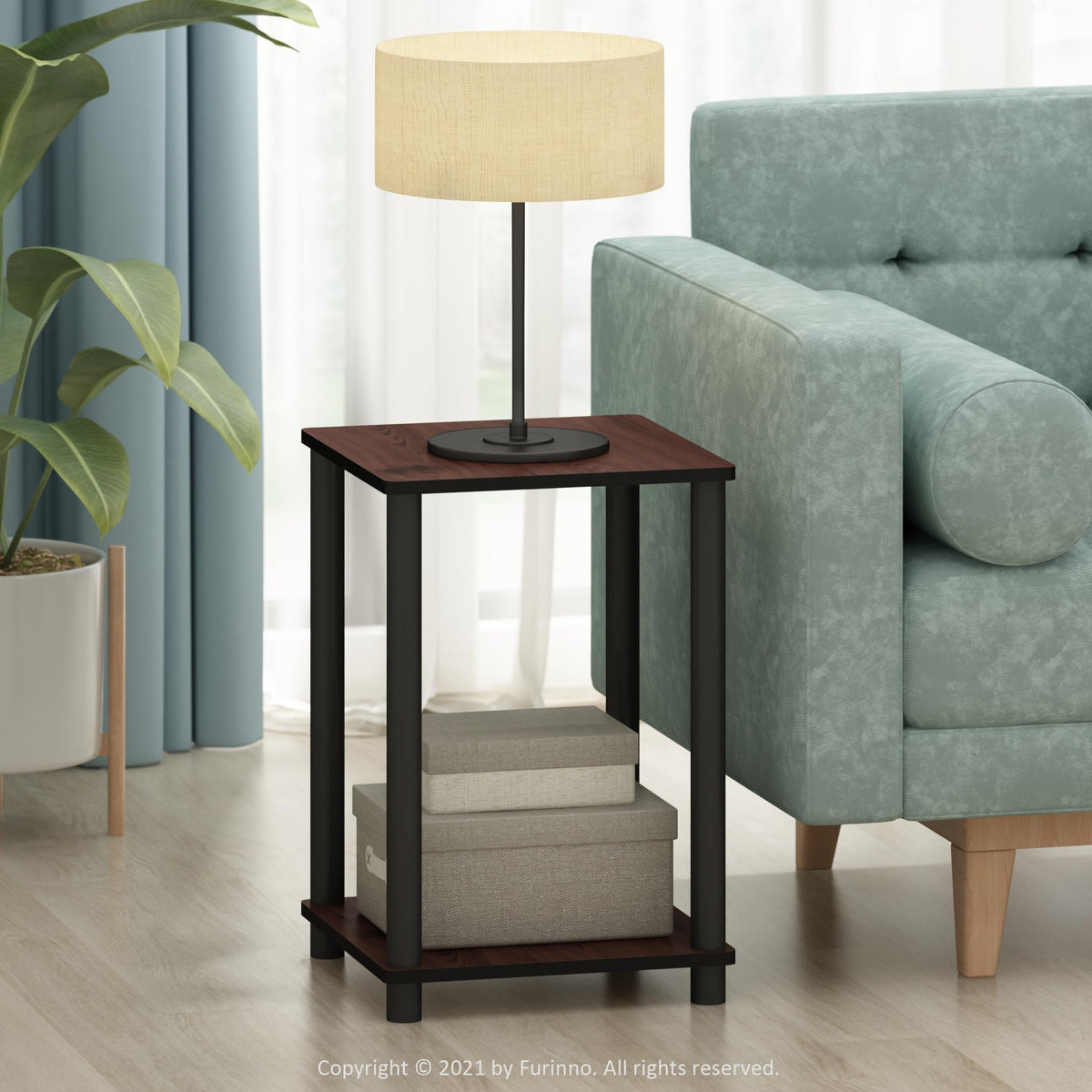 2-Tier Square Side Table Set of 2, Dark Cherry A233