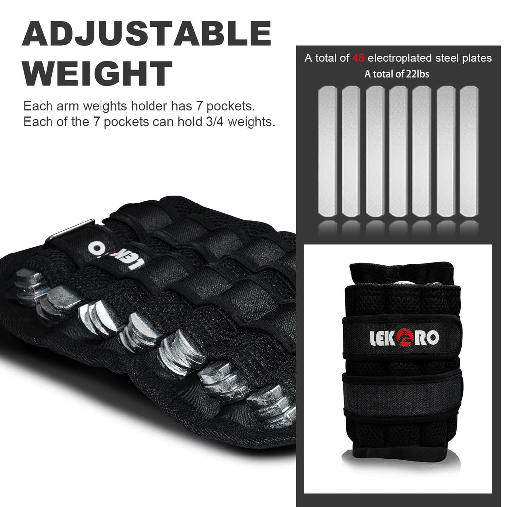 Ankle Weights Wrist Weights, 1 Pair Adjustable Removable Steel H727