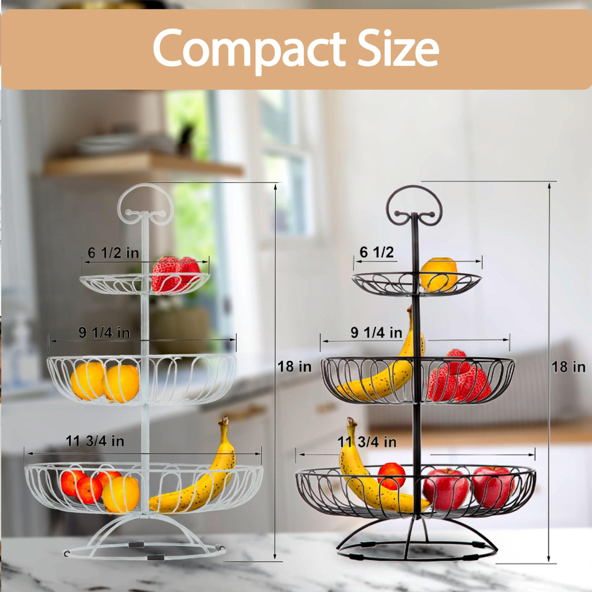 3-Tiered Black Wire Fruit and Vegetable Holder K6308