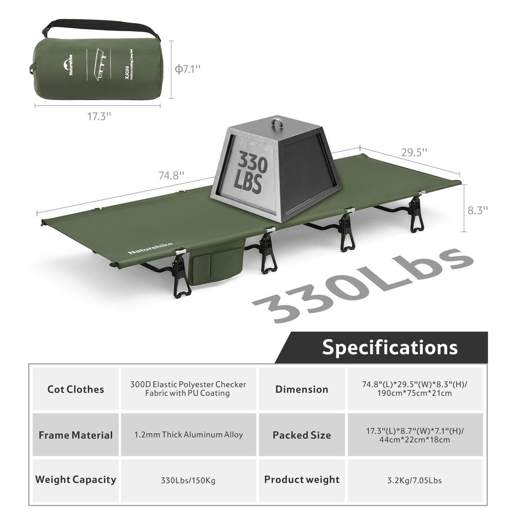 Extra Wide Folding Lightweight Camping Cot Bed P510089