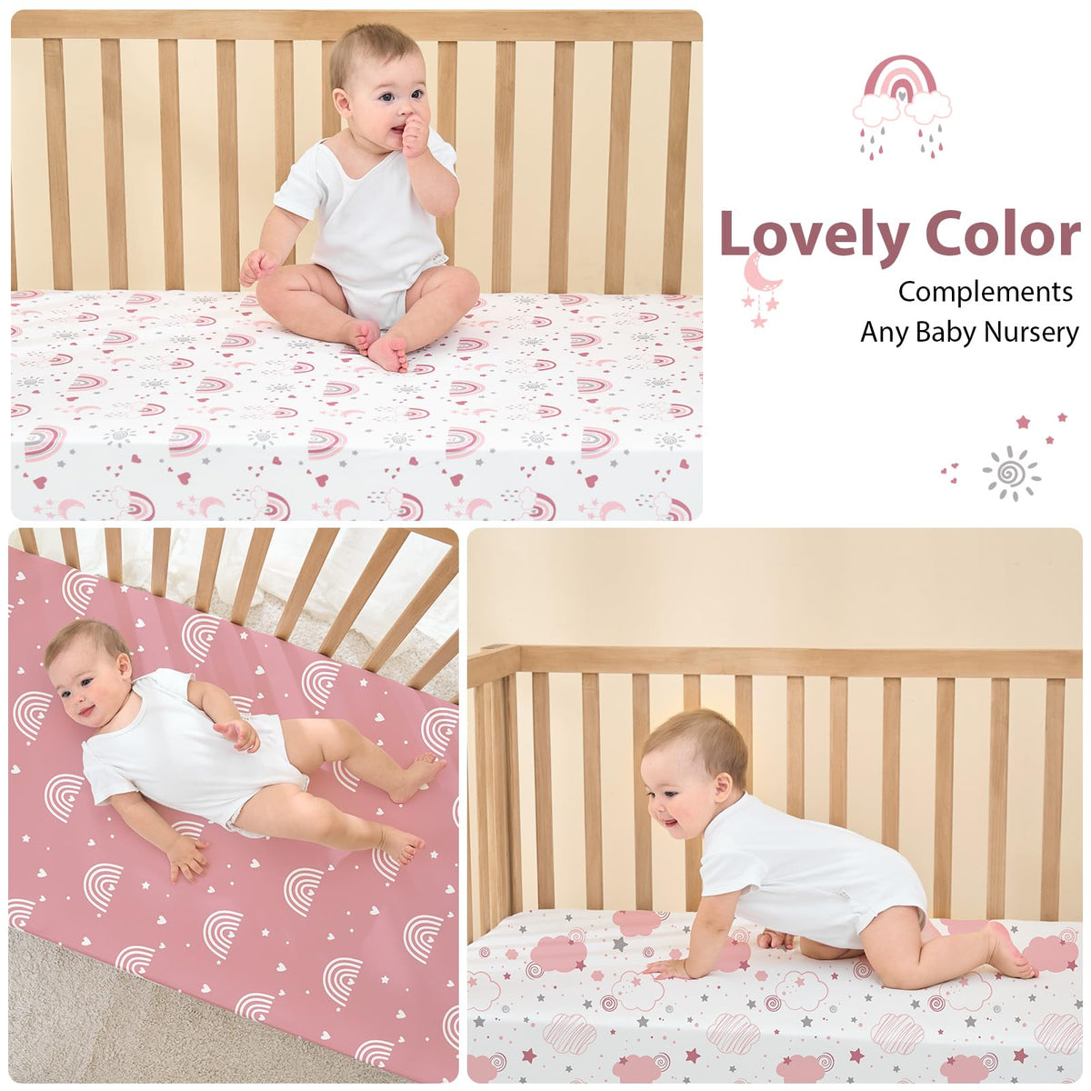 3 Pack Fitted Crib Sheets 52”x28” X913