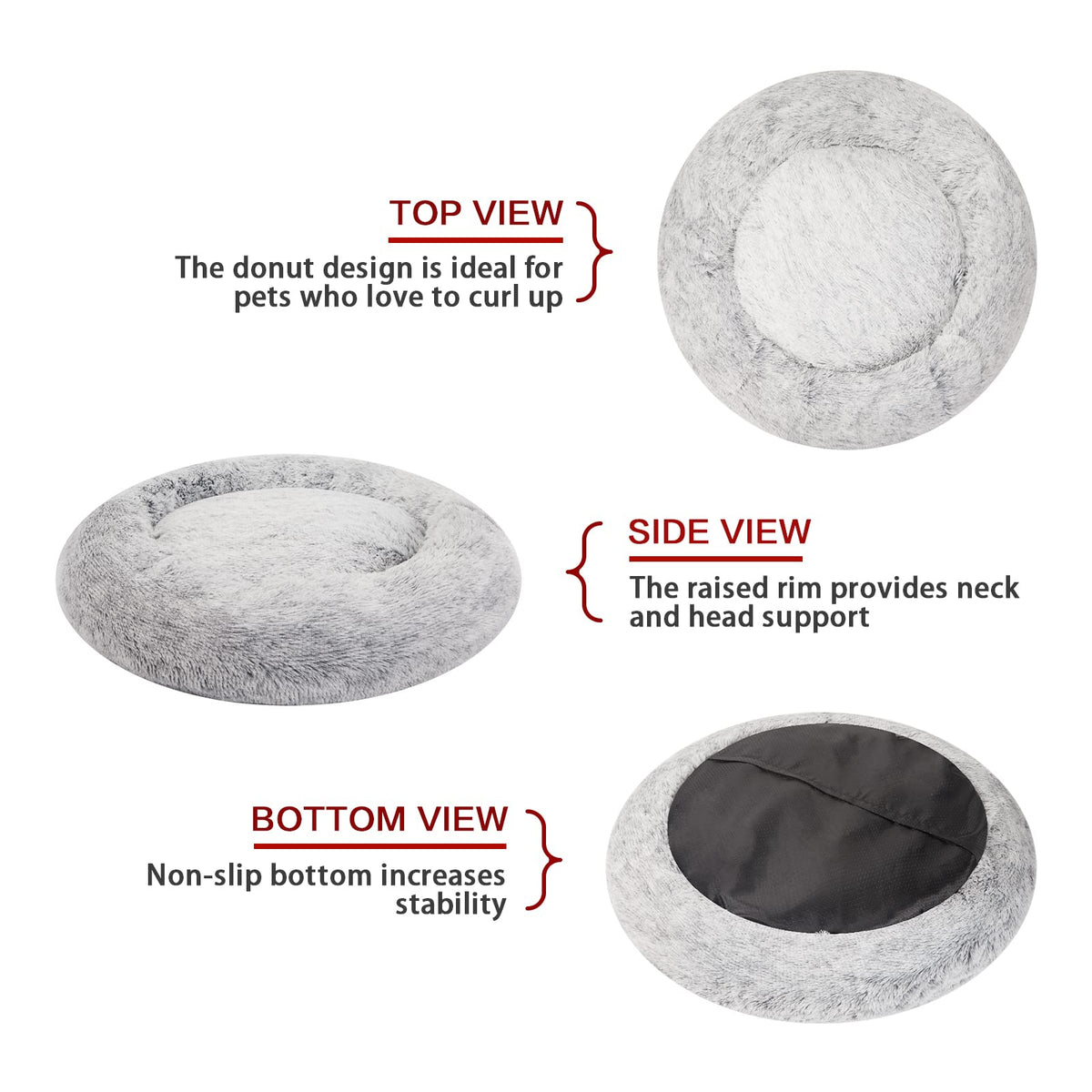Dark Grey 36" Round Dog Bed S6875