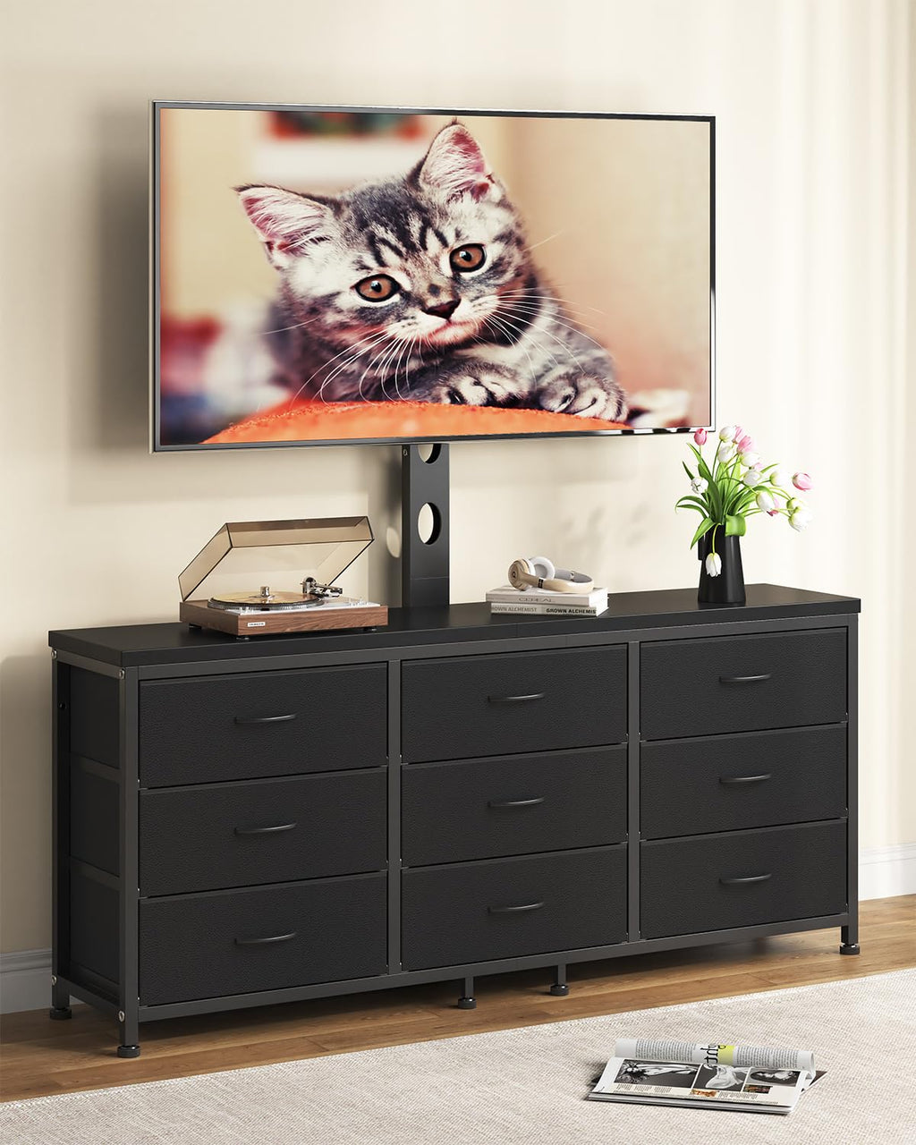 TV Stand with Mount and 9 Fabric Drawers S86151
