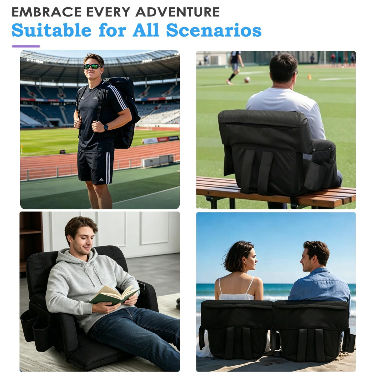 2 Pack Bleacher Seat with Back Support and Armrest G172