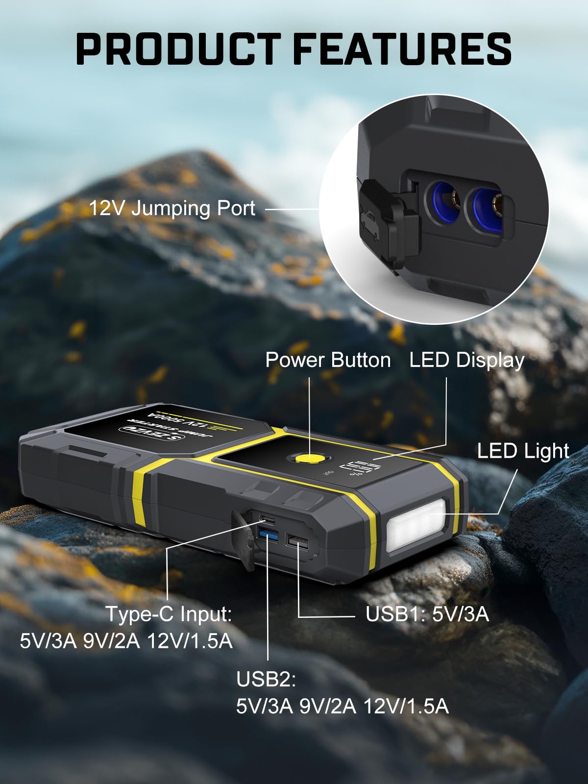 Peak 5000A 12V Portable Jump Starter with LCD Display P4049