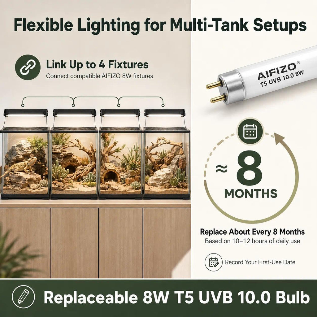 8W 10.0 12 Inch T5 UVB Reptile Light Fixture with Bulb C65838