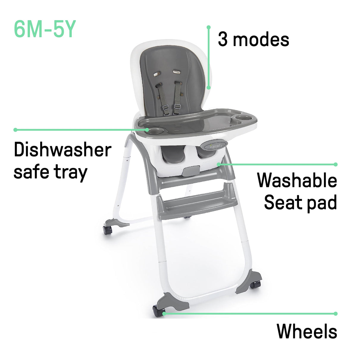 3-in-1 High Chair Convertible to Booster Seat & Toddler Chair V8056
