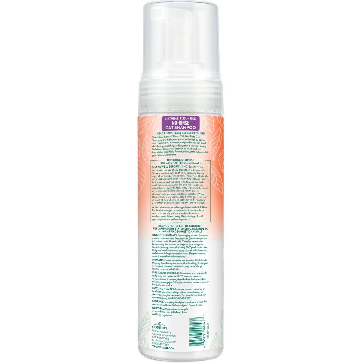 Waterless Flea and Tick Shampoo for Cats 7.4oz K78137