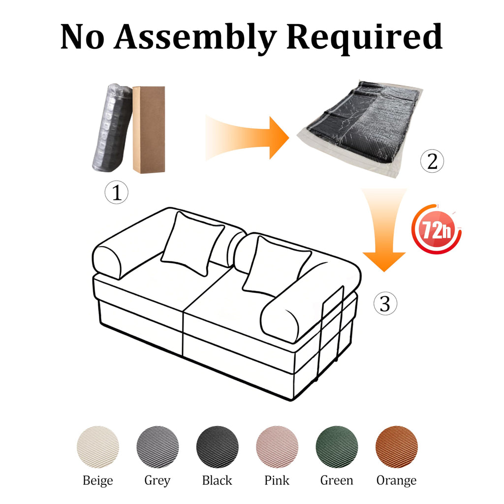 Green Corduroy Convertible Sofa Bed with 2 Pillows R19334