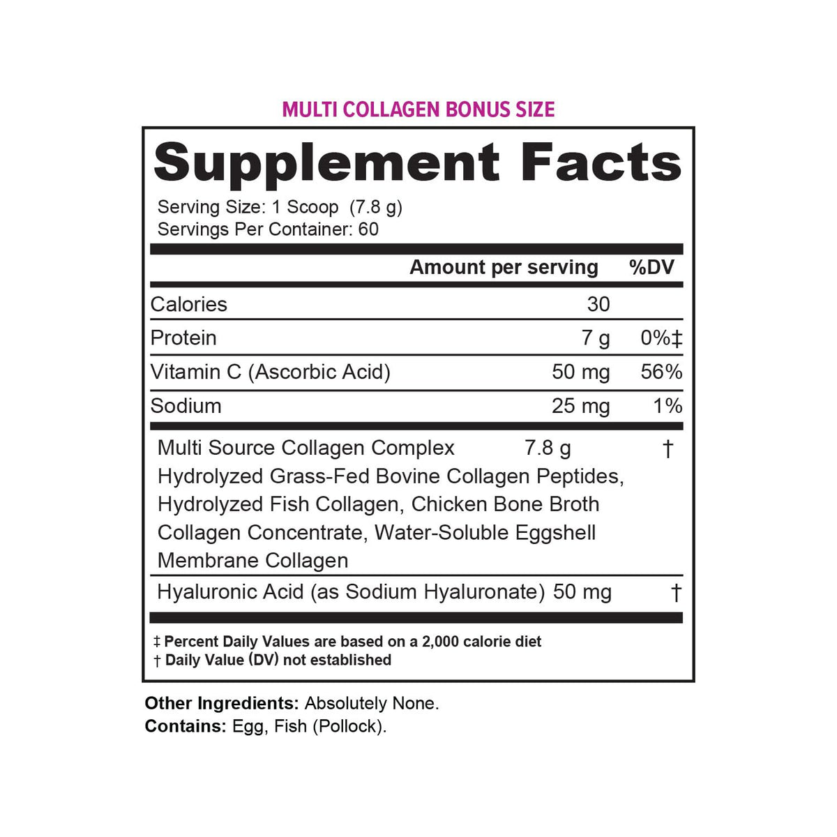 Unflavored Hydrolyzed Multi Collagen Peptides Powder 60 Servings Z800