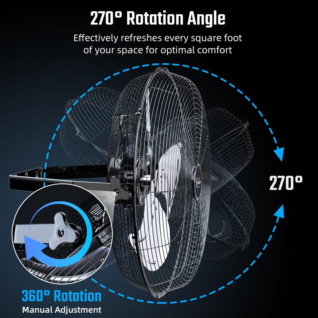 20 Inch 3 Speed Black Wall-Mount Fan S50004