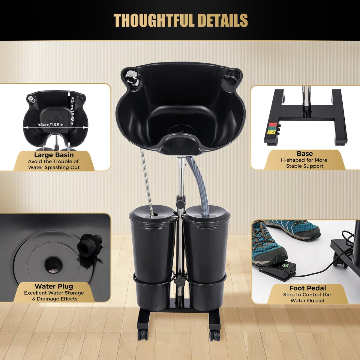 Portable Shampoo Basin Adjustable with Electric Pump O5701