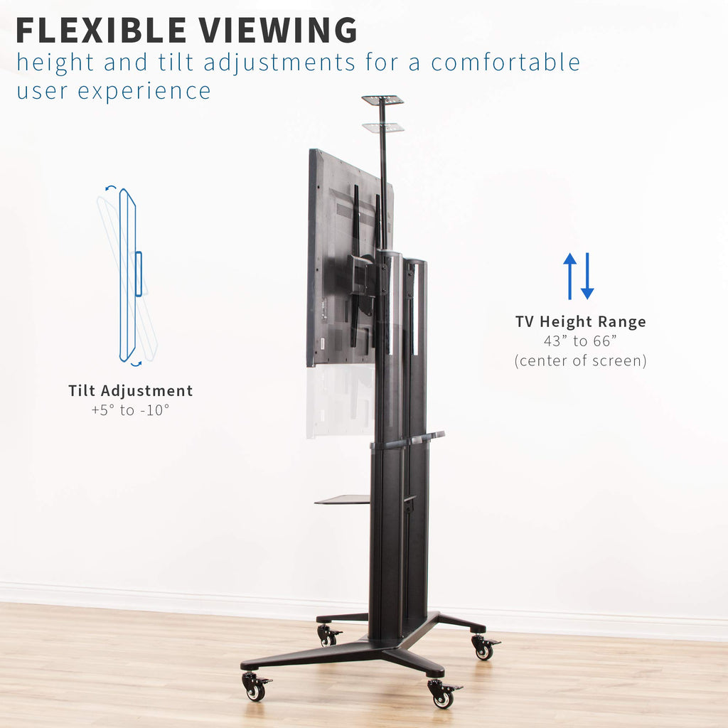 Aluminum Mobile TV Cart for 32 to 120 inch Screens up to 308 lbs, Black I243748