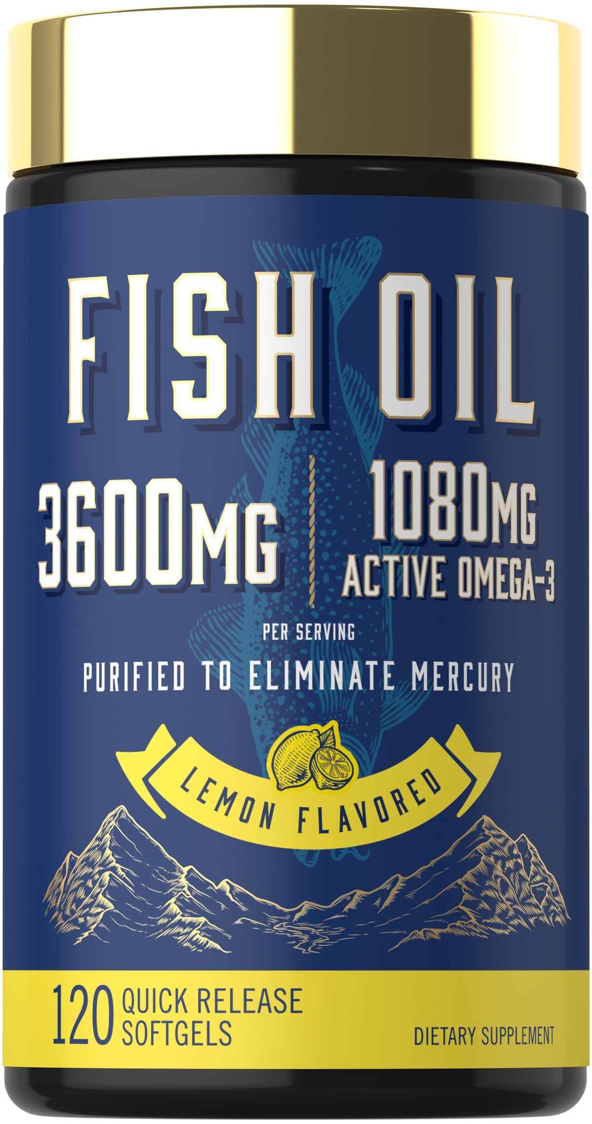 Fish Oil 3600mg 1080mg Omega 3 120 Count T849