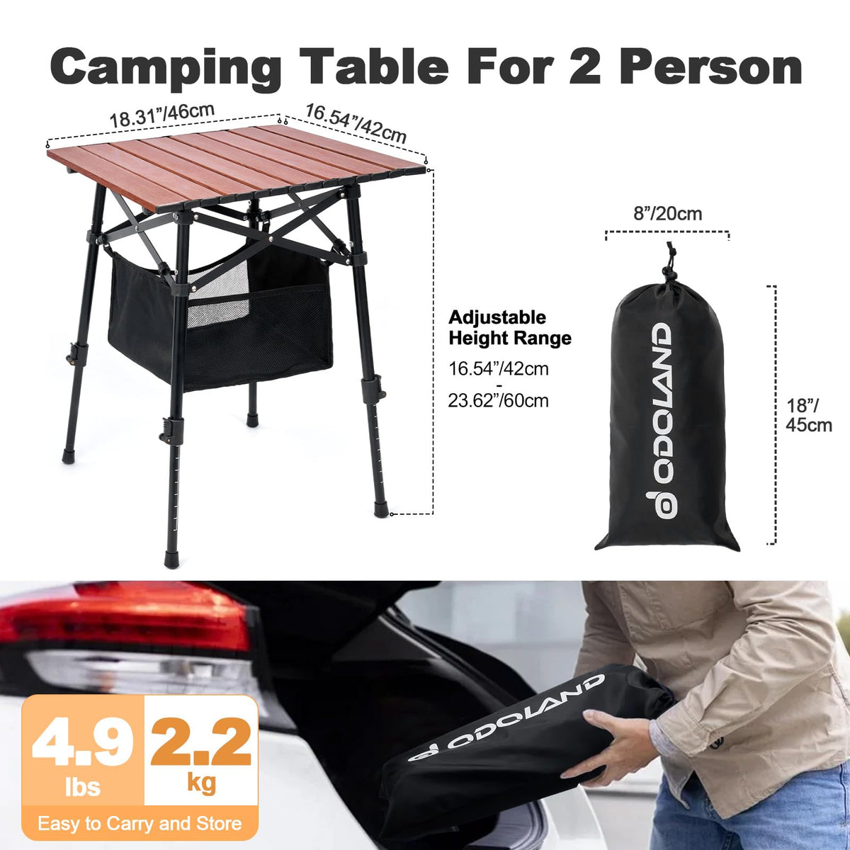 Portable Folding Camping Table Adjustable Height O1885