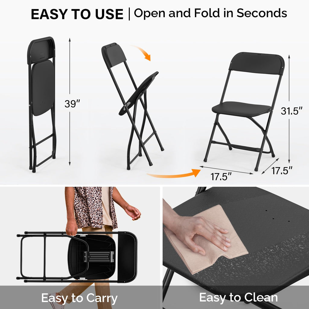 10 Pack Black Plastic Folding Chair D8558