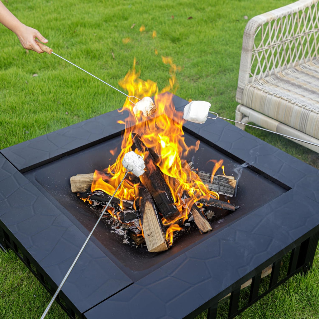 32 inch Square Outdoor Fire Pit Table with Spark Screen Z99209