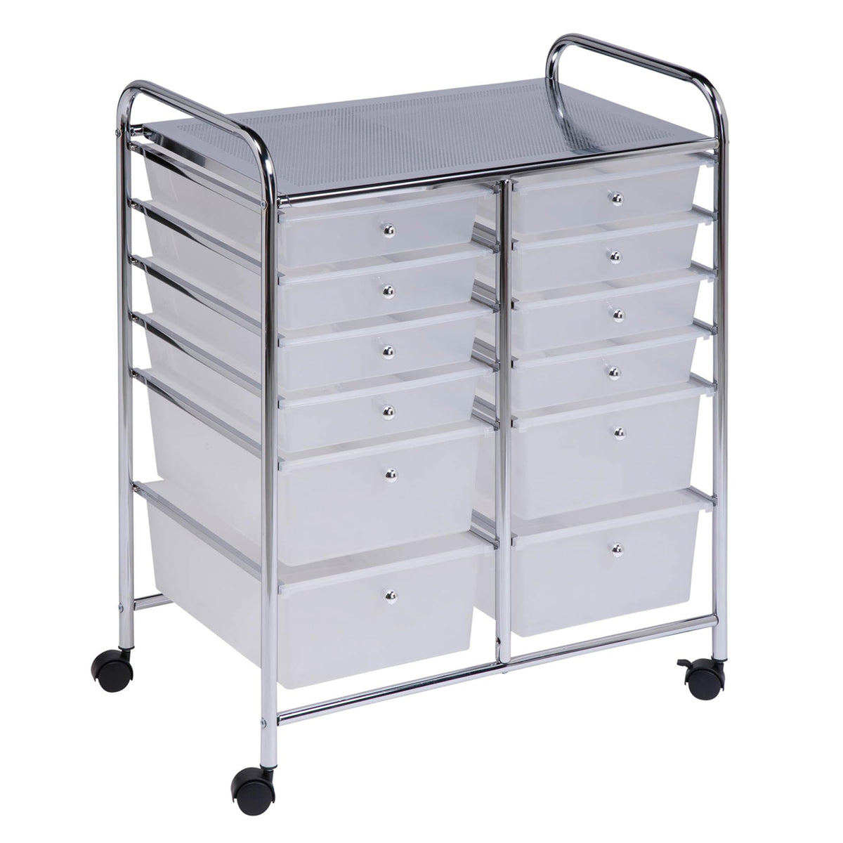 Rolling Craft Storage Cart, Clear, 12-Drawer H49824