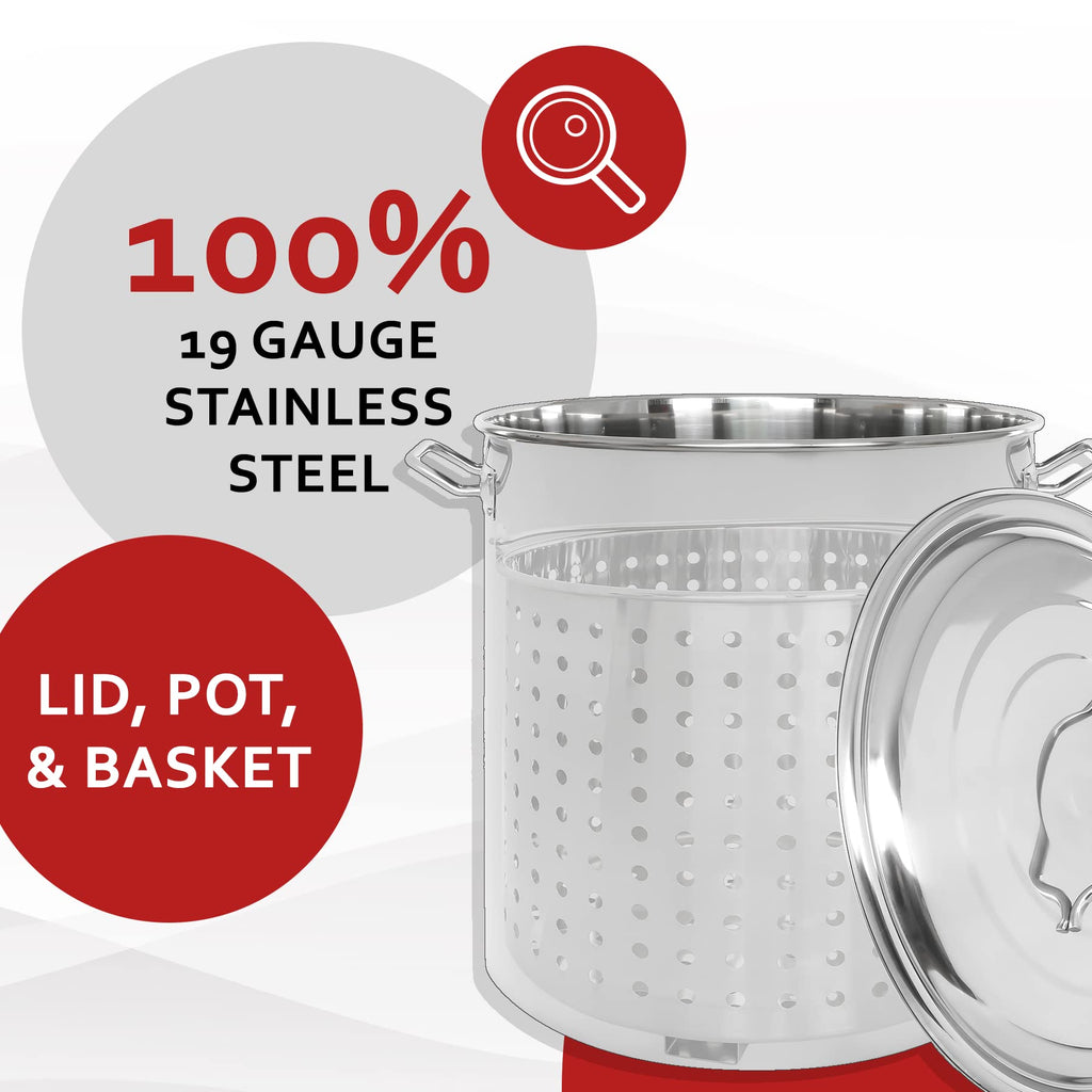 Stainless Steel Stock Pot with Steamer Basket 40 Quart T718397