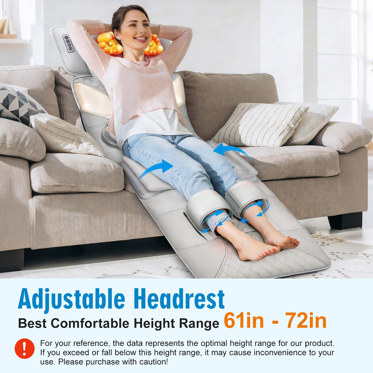 Full Body Massage Mat with Lumbar Pad & Headrest T3539