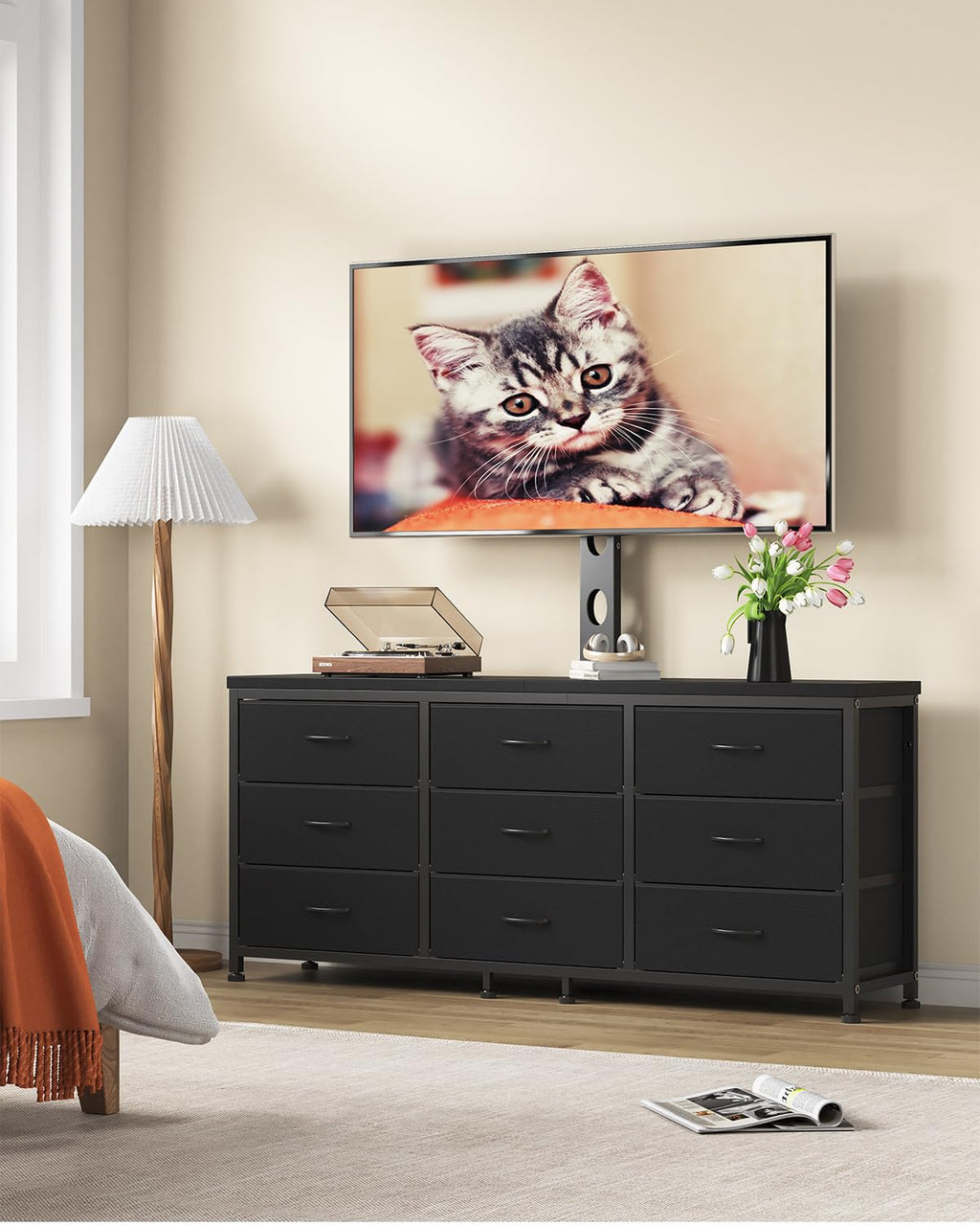 TV Stand with Mount and 9 Fabric Drawers S86151
