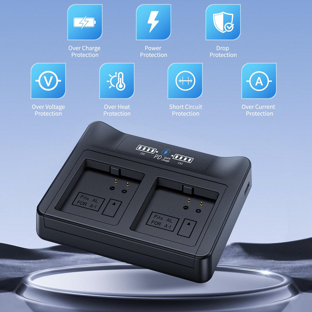 18W PD LCD USB Dual Battery Charger P3585