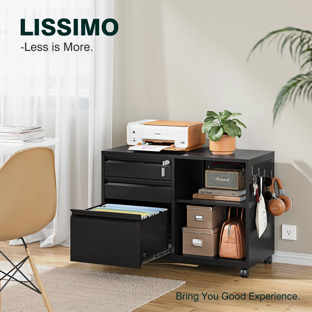 3 Drawer Metal File Cabinet with Lock and Shelves H68256