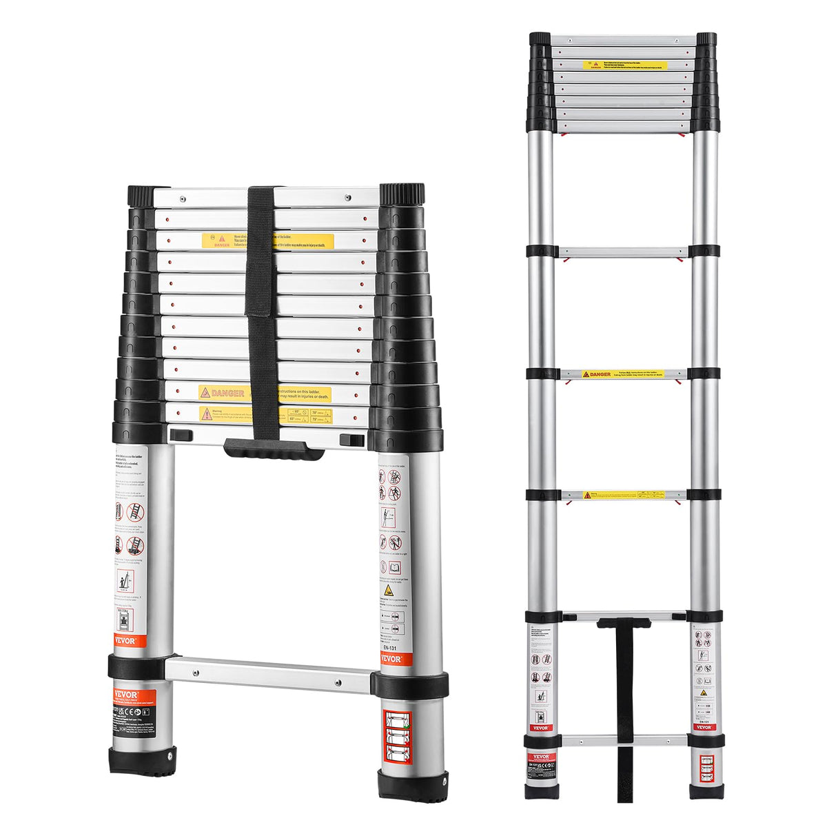 12.5ft Aluminum Telescoping Ladder 330LBS Q170077