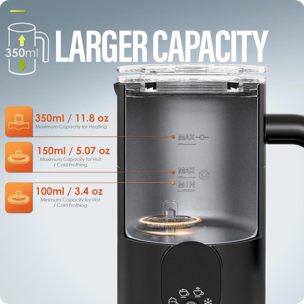 4 in 1 Automatic Milk Frother and Steamer 350ML Black T37566