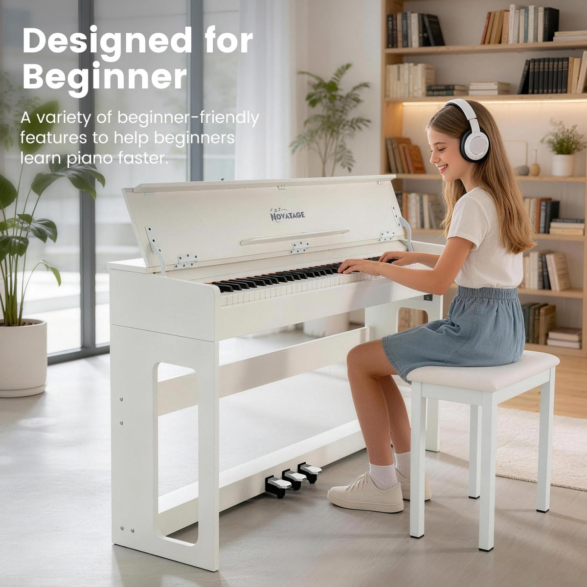 88-Key Weighted Hammer Action Piano Keyboard with Bench V176