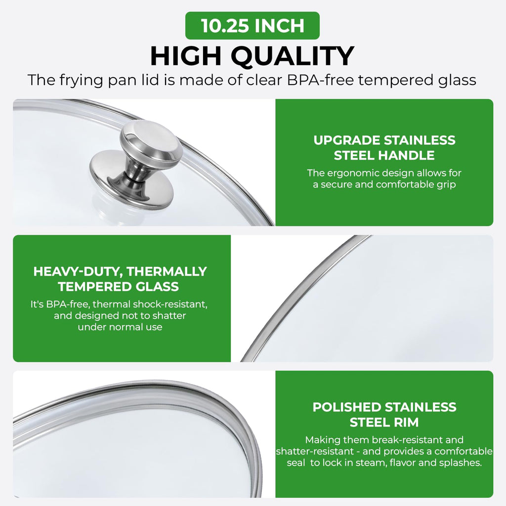 10.25 Inch Tempered Glass Lid with Stainless Steel Knob C5507