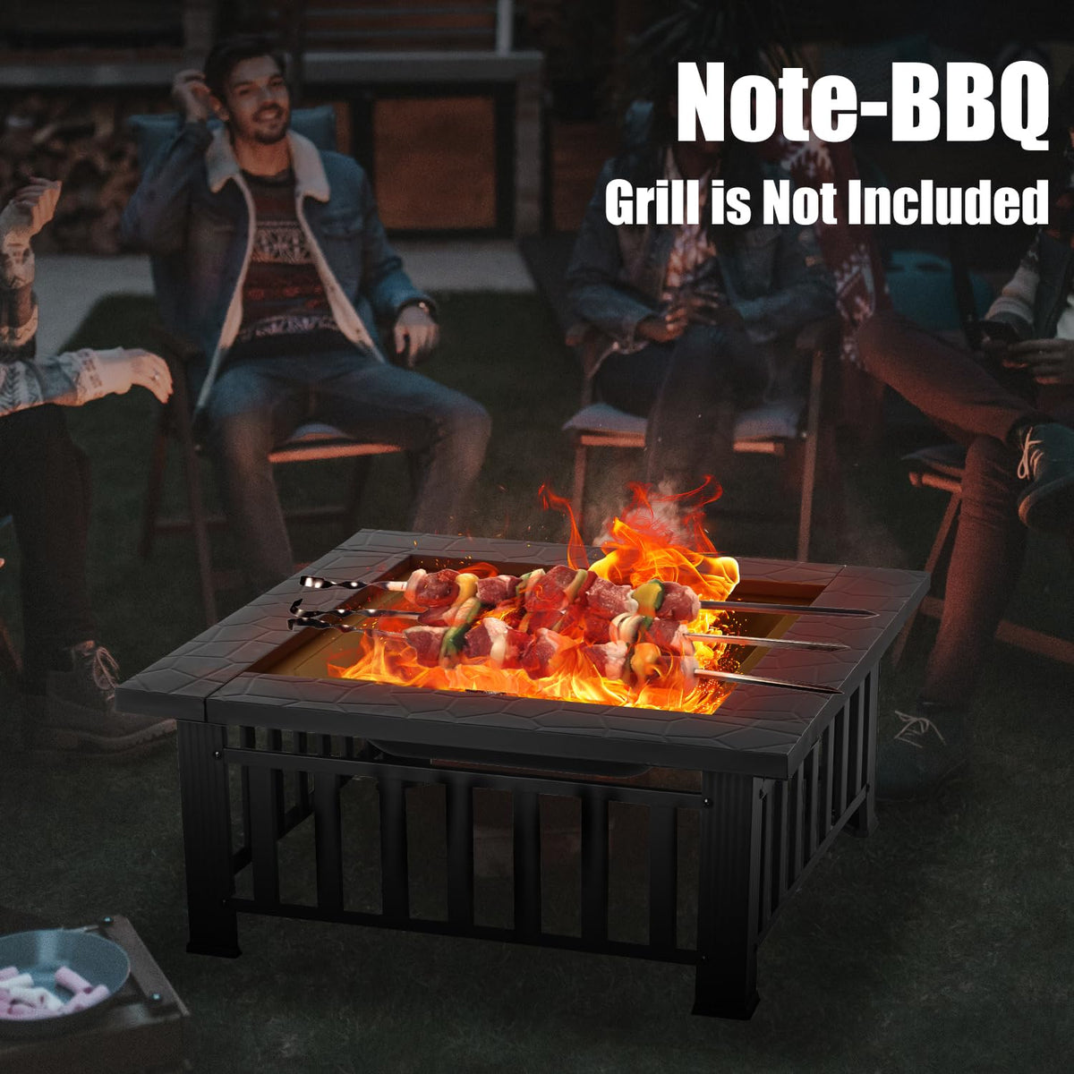32 inch Square Outdoor Fire Pit Table with Spark Screen Z99209