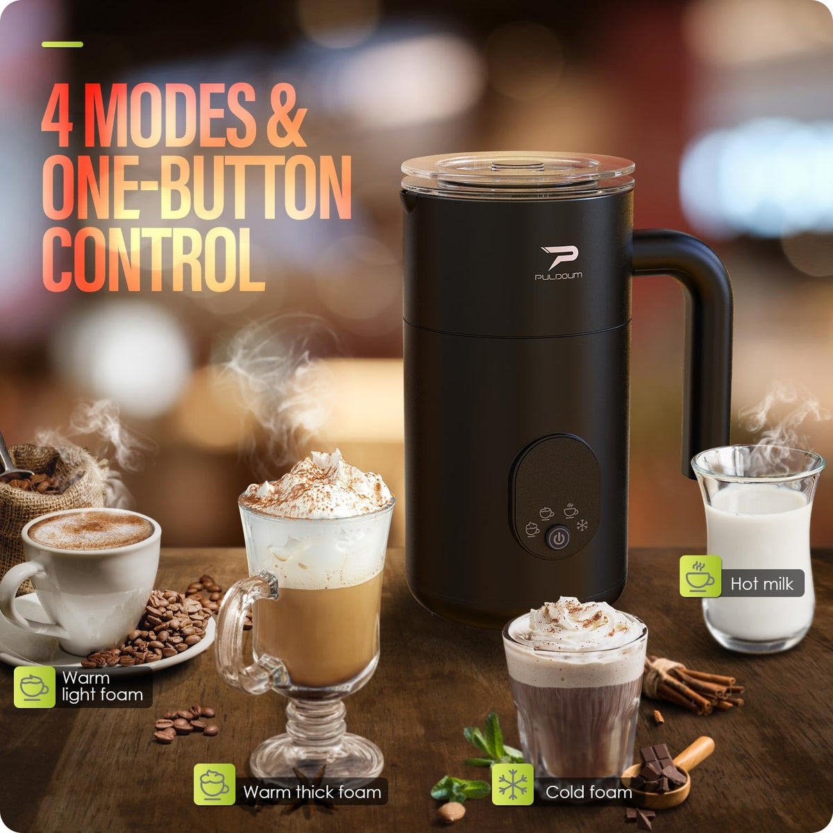4 in 1 Automatic Milk Frother and Steamer 350ML Black T37566