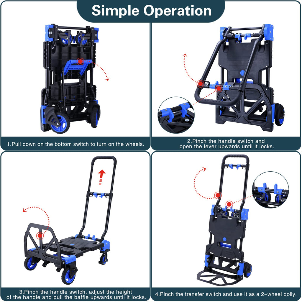 2-in-1 Foldable Hand Truck Dolly 330LB Capacity C5006