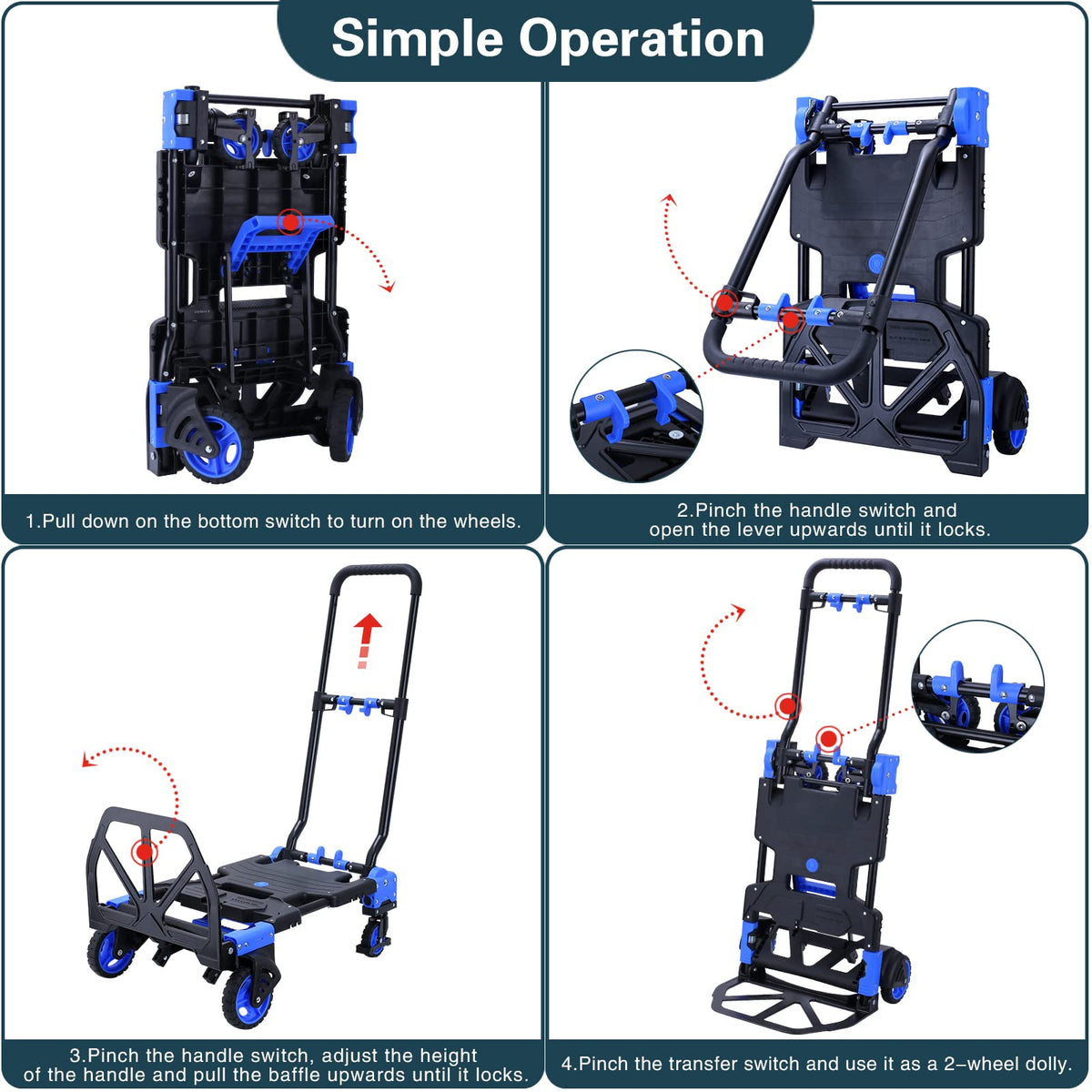 2-in-1 Foldable Hand Truck Dolly 330LB Capacity C5006