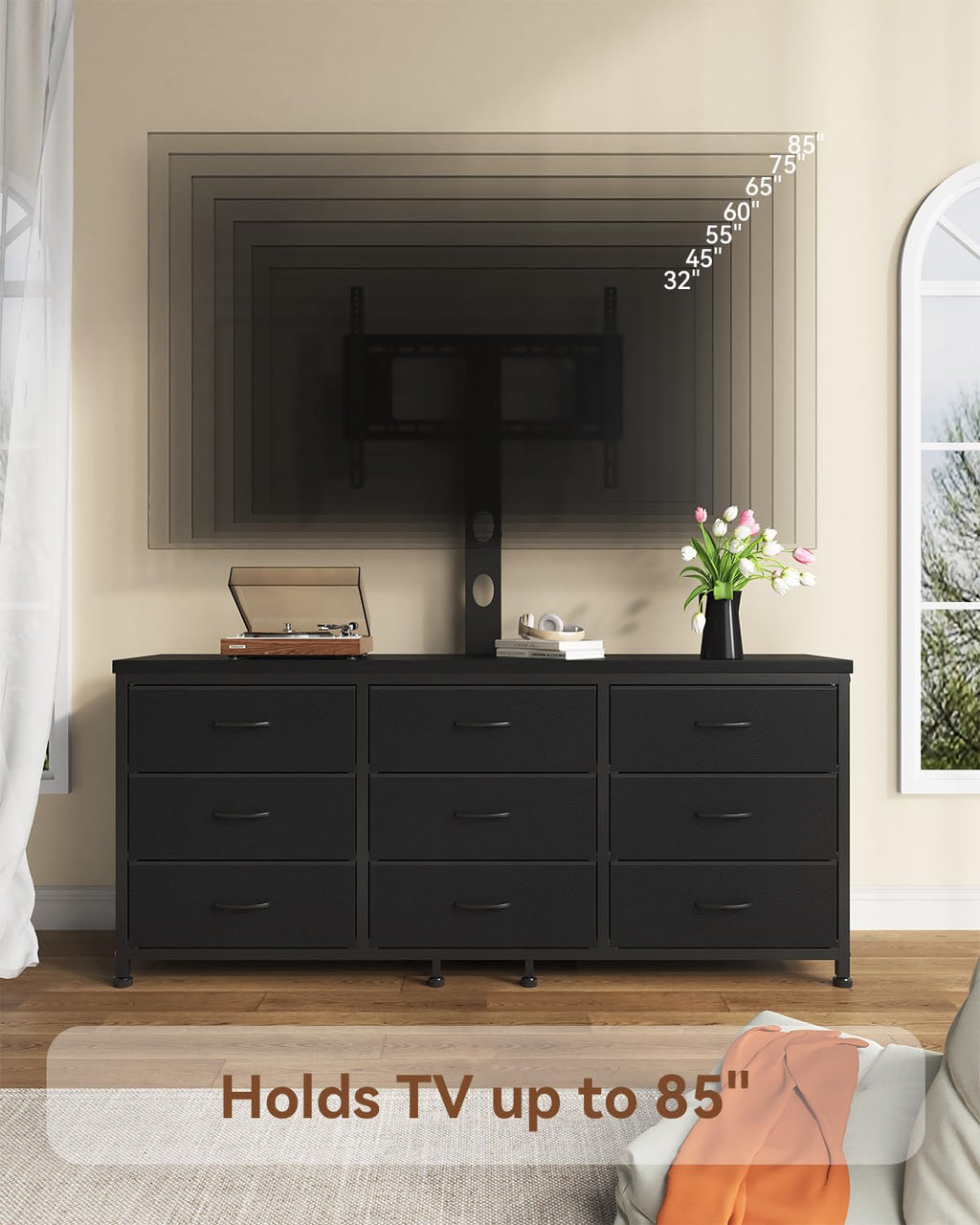 TV Stand with Mount and 9 Fabric Drawers S86151