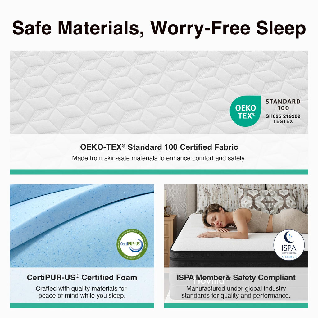 Queen 12 Inch Cooling Hybrid Mattress V137303